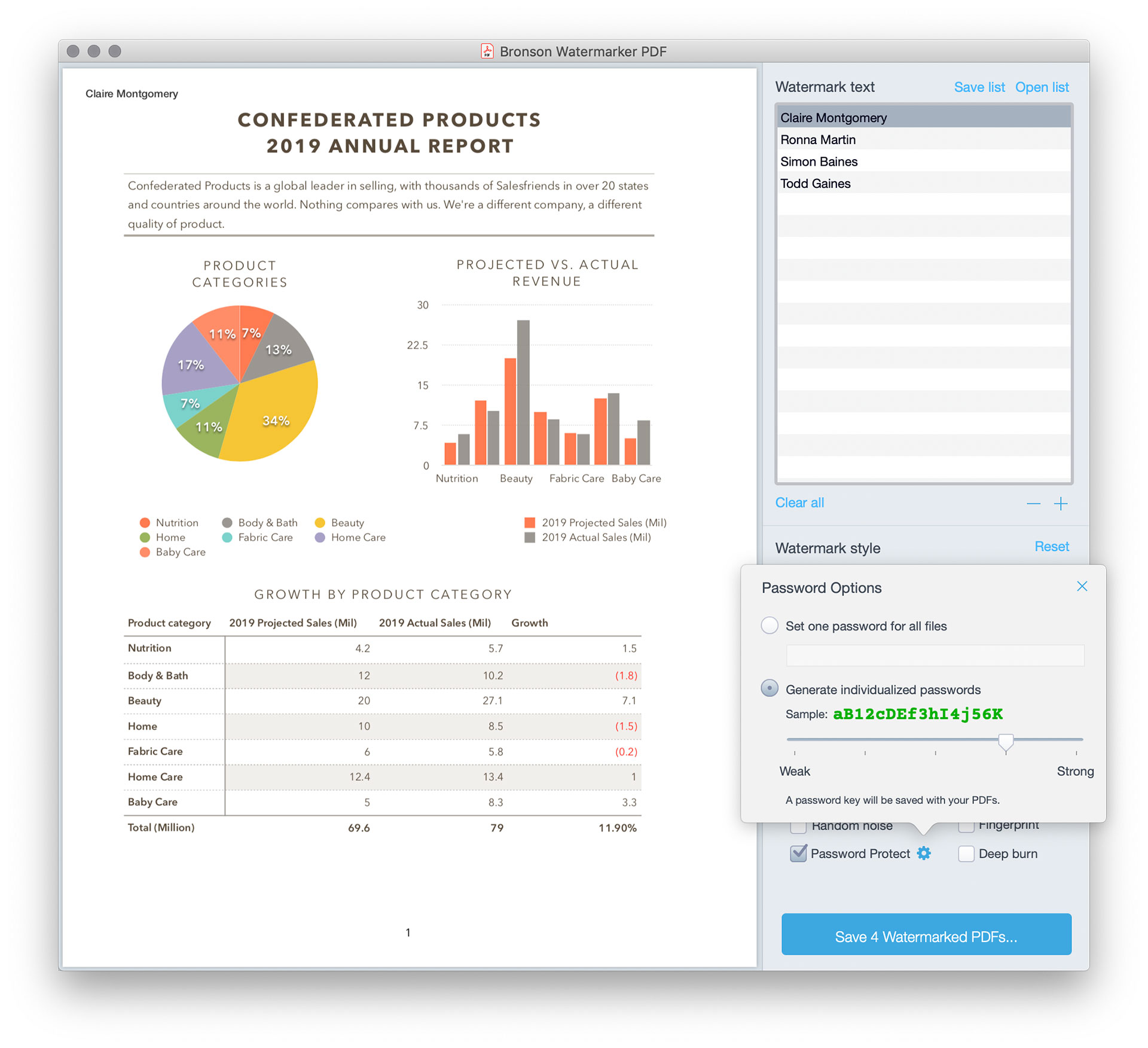 Bronson Watermarker password interface